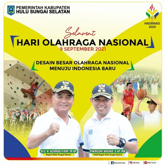 Pemerintah Kabupaten Hulu Sungai Selatan mengucapkan Selamat Hari Olahraga Nasional Tahun 2021