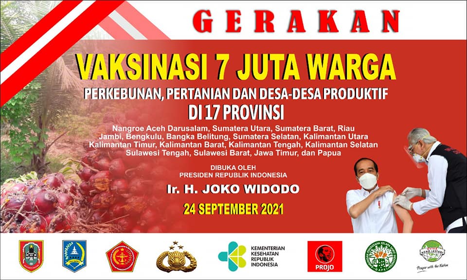 Mari Sukseskan dan Ikuti Vaksinasi Serentak Gratis di Kabupaten Hulu Sungai Selatan. Vaksinasi serentak dilaksanakan dari tanggal 24 September – 24 Oktober 2021.  Sasaran 54.500 dosis vaksin yang disiapkan adalah siswa-siswi atau pelajar usia 12 tahun ke atas, dan masyarakat umum yang belum menerima vaksin. 54.500 dosis vaksin COVID-19 tersebut merupakan donasi Gabungan Pengusaha Kelapa Sawit Indonesia (GAPKI) Kalimantan Selatan sebanyak 50.000 dosis dan CSR PT. Subur Agro Makmur (SAM) sebanyak 4.500 dosis. Informasi jadwal serta tempat-tempat yang melayani vaksin serentak gratis bisa didapat di Dinas Kesehatan, Puskesmas dan Kantor Kepala Desa, atau dengan melihatnya di website dinkes.hulusungaiselatankab.go.id Lengkapi do’a dan ikhtiar kita dengan bavaksin. Semangat Sehat .. untuk Indonesia Sehat … !!