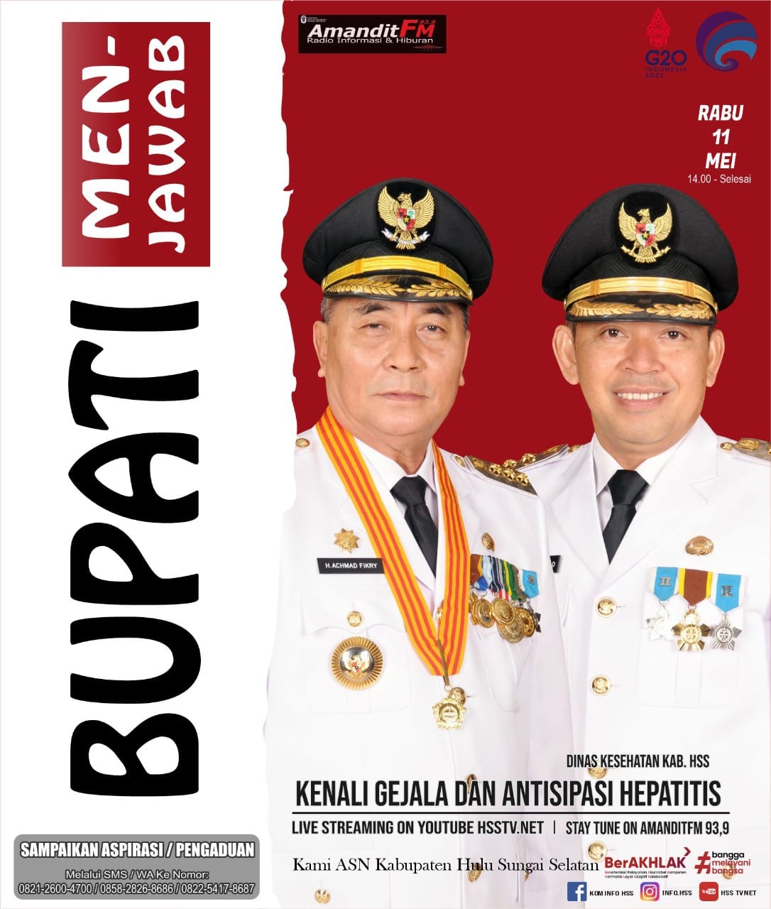 Bupati Menjawab Bersama Dinas Kesehatan Kab. HSS Dengan Tema “Kenali Gejala dan Antisipasi Hepatitis”