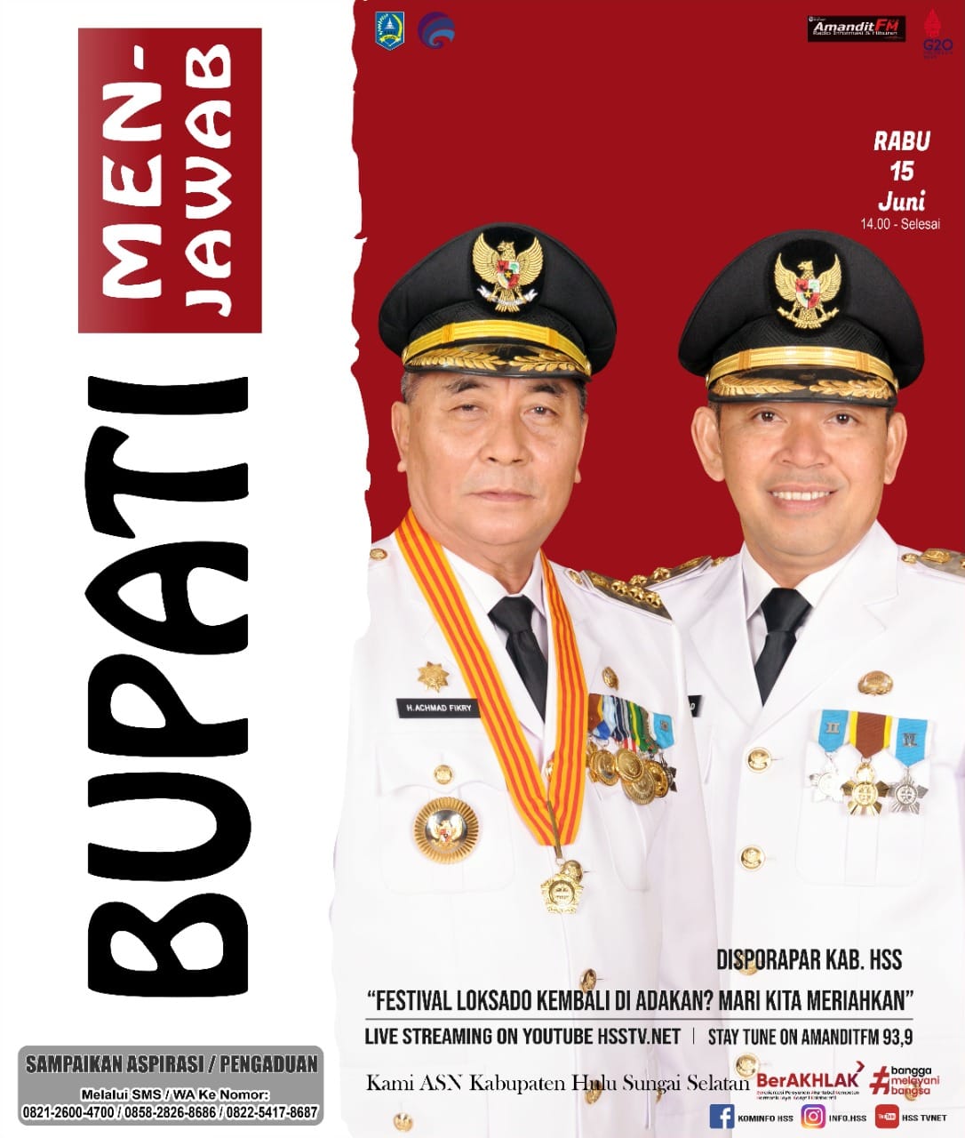 Bupati Menjawab Bersama DISPORAPAR Kab. HSS Dengan Tema ”Festival Loksado Kembali Di Adakan ? Mari Kita Meriahkan”