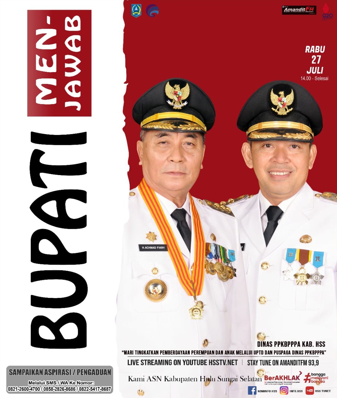 Bupati Menjawab Bersama Dinas PPKBPPPA Kab. HSS Dengan Tema “Mari Tingkatkan Pemberdayaan Perempuan dan Anak Melalui UPTD dan PUSPAGA Dinas PPKBPPPA”