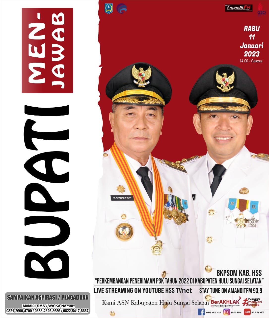 Bupati Menjawab Bersama BKPSDM Kab. HSS Dengan Tema “Perkembangan Penerimaan P3K Tahun 2022 di Kab. HSS”