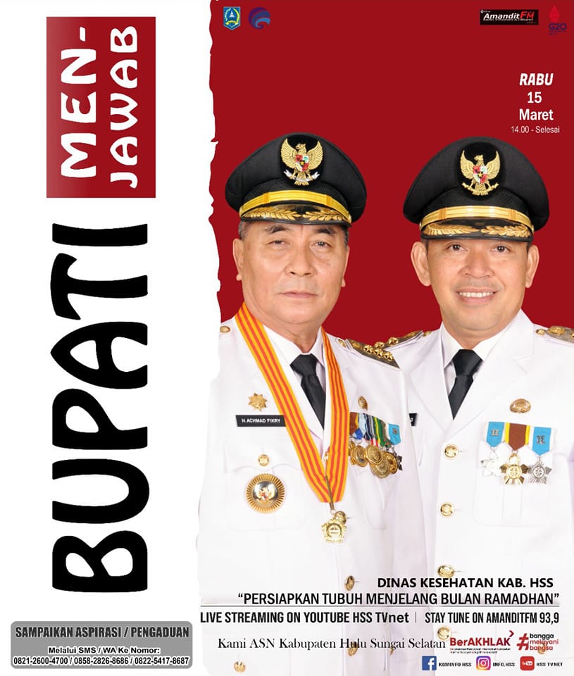 BUPATI MENJAWAB BERSAMA DINAS KESEHATAN KAB. HSS DENGAN TEMA “PERSIAPKAN TUBUH MENJELANG BULAN RAMADHAN”