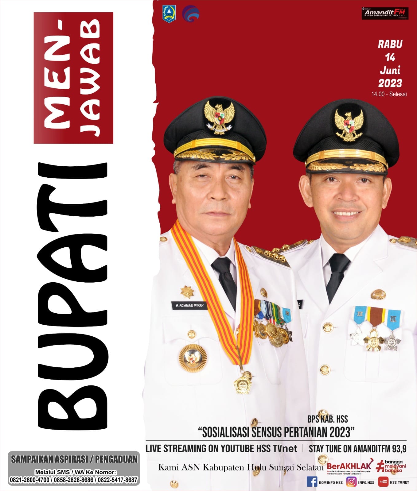 BUPATI MENJAWAB BERSAMA BPS KAB. HSS DENGAN TEMA “SOSIALISASI SENSUS PERTANIAN 2023”