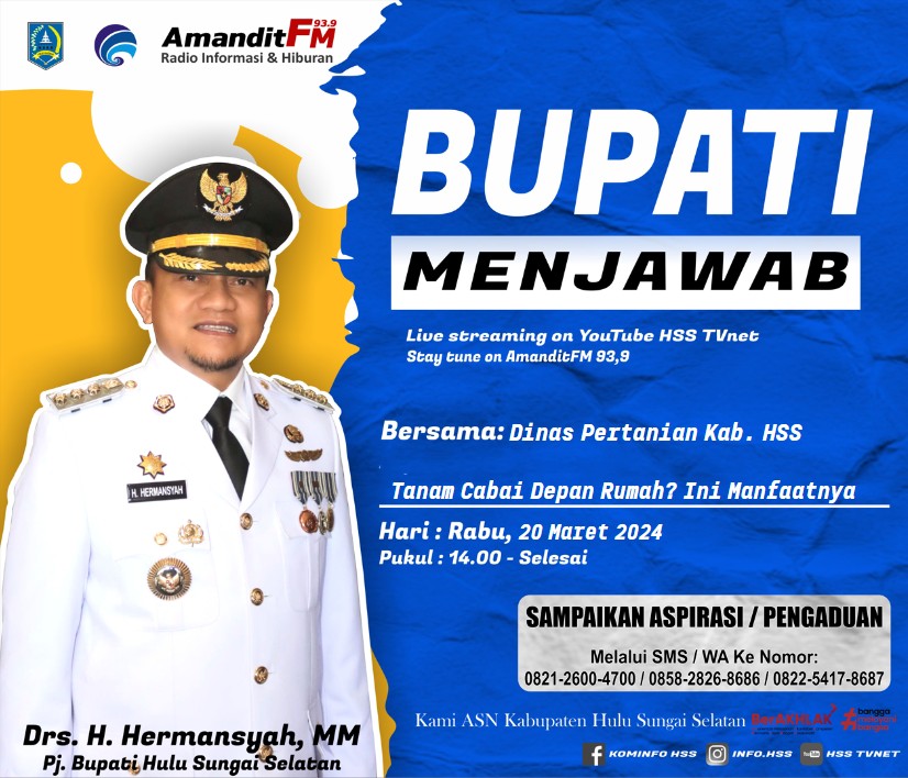 BUPATI MENJAWAB BERSAMA DINAS PERTANIAN KAB. HSS DENGAN TEMA “TANAM CABAI DEPAN RUMAH? INI MANFAATNYA”
