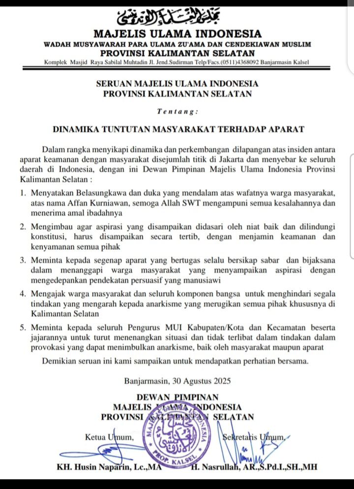 SERUAN MUI PROVINSI KALIMANTAN SELATAN