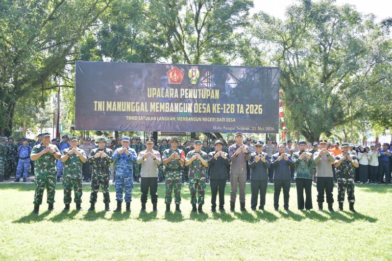 TMMD KE-128 RESMI DITUTUP, SINERGI TNI DAN PEMKAB HSS DORONG PEMERATAAN PEMBANGUNAN DESA