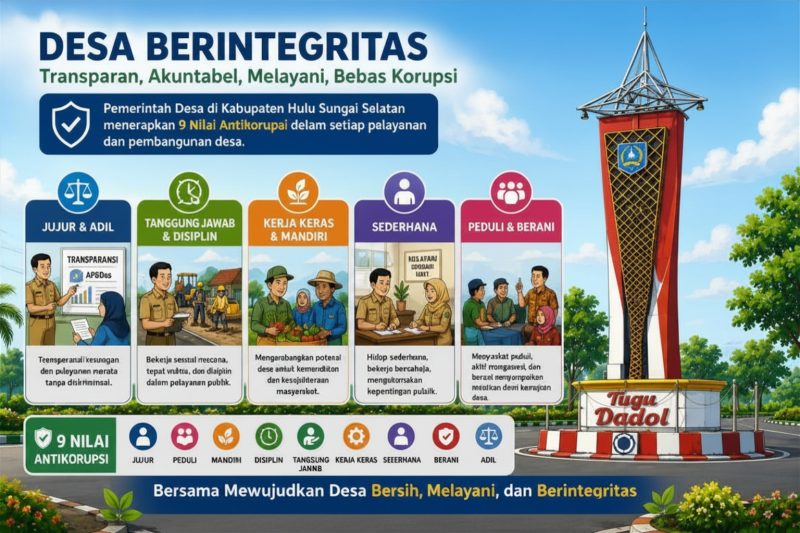 PENERAPAN 9 NILAI ANTIKORUPSI DALAM TATA KELOLA PEMERINTAHAN DESA DI KABUPATEN HULU SUNGAI SELATAN